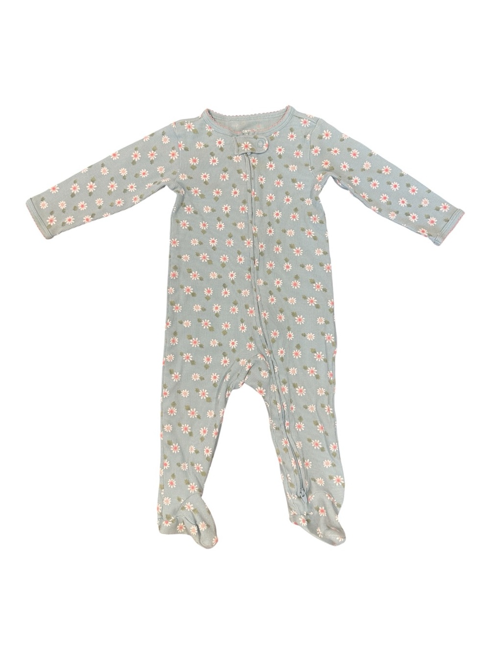 Carter's Light Blue Daisy Print Footed One-Piece
